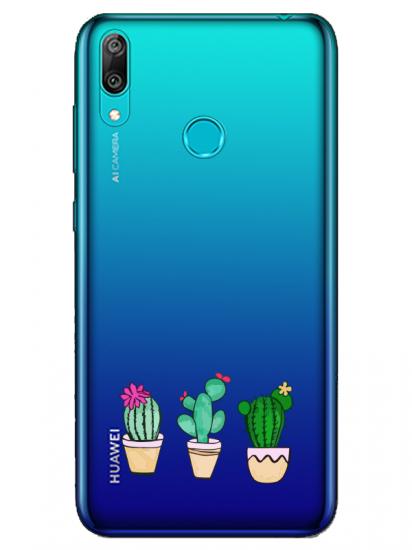 Huawei Y7 2019 Kaktüs Şeffaf Telefon Kılıfı