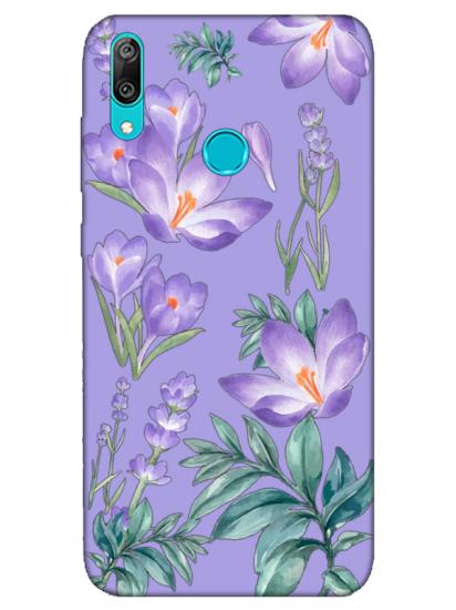 Huawei Y7 2019 Kış Çiçeği Lila Telefon Kılıfı