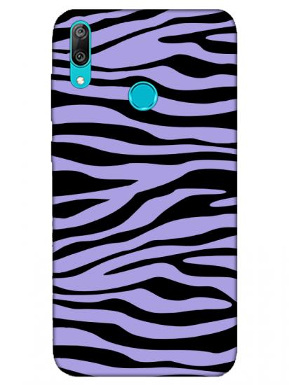 Huawei Y7 2019 Zebra Desen Lila Telefon Kılıfı