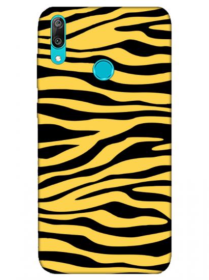 Huawei Y7 2019 Zebra Desen Sarı Telefon Kılıfı