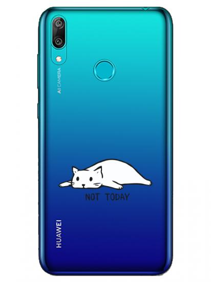 Huawei Y7 2019 Not Today Kedi Şeffaf Telefon Kılıfı