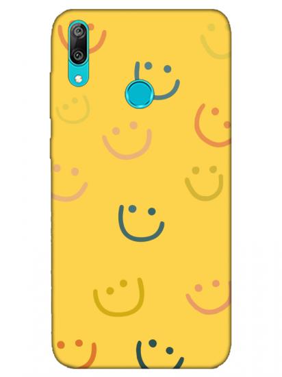 Huawei Y7 2019 Emoji Gülen Yüz Sarı Telefon Kılıfı