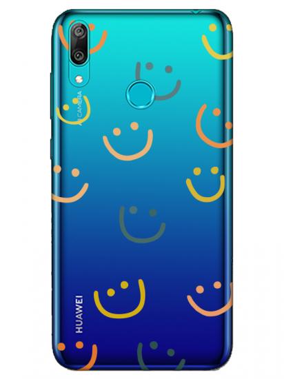 Huawei Y7 2019 Emoji Gülen Yüz Şeffaf Telefon Kılıfı