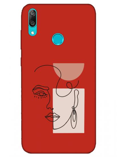 Huawei Y7 2019 Women Art Kırmızı Telefon Kılıfı