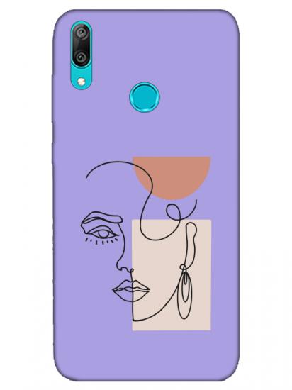 Huawei Y7 2019 Women Art Lila Telefon Kılıfı