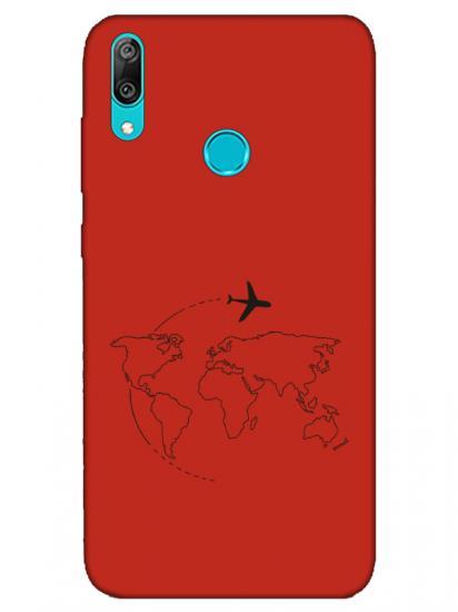 Huawei Y7 2019Face Art Kırmızı Telefon Kılıfı