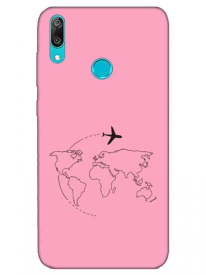 Huawei Y7 2019Face Art Pembe Telefon Kılıfı