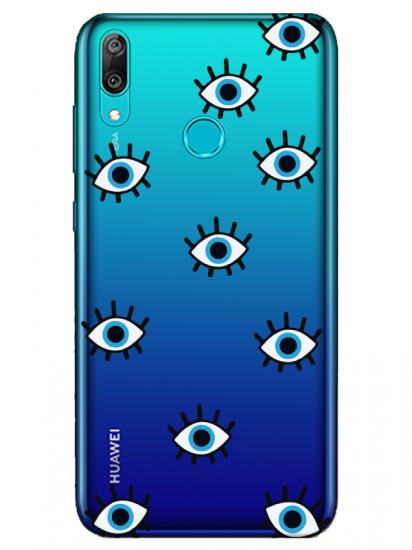 Huawei Y7 2019 Nazar Gözler Şeffaf Telefon Kılıfı