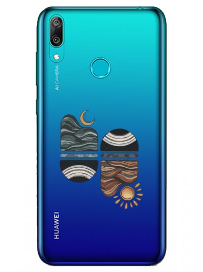 Huawei Y7 2019 Sunset Wave Şeffaf Telefon Kılıfı