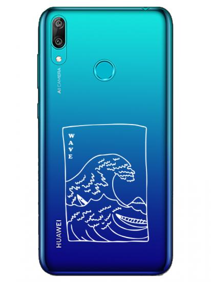 Huawei Y7 2019 Kanagawa Wave Şeffaf Telefon Kılıfı