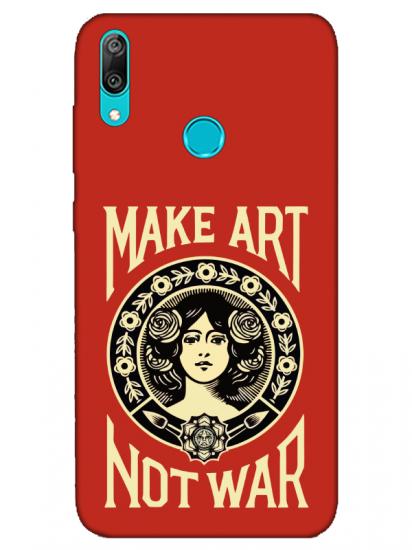 Huawei Y7 2019 Make Art Not War Kırmızı Telefon Kılıfı