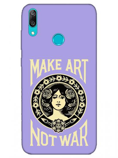 Huawei Y7 2019 Make Art Not War Lila Telefon Kılıfı