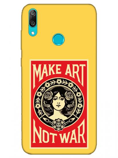 Huawei Y7 2019 Make Art Not War Sarı Telefon Kılıfı