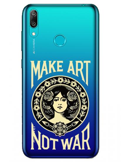 Huawei Y7 2019 Make Art Not War Şeffaf Telefon Kılıfı