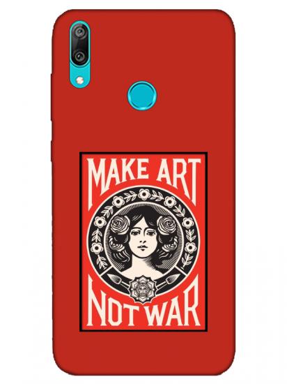 Huawei Y7 2019 Make Art Not War Kırmızı Telefon Kılıfı