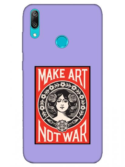 Huawei Y7 2019 Make Art Not War Lila Telefon Kılıfı