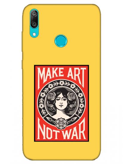 Huawei Y7 2019 Make Art Not War Sarı Telefon Kılıfı