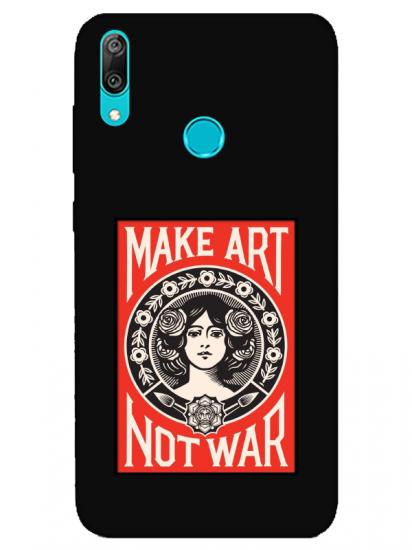 Huawei Y7 2019 Make Art Not War Siyah Telefon Kılıfı