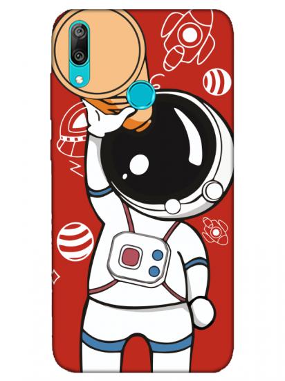 Huawei Y7 2019 Astronot Kırmızı Telefon Kılıfı