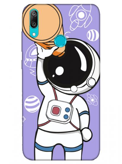 Huawei Y7 2019 Astronot Lila Telefon Kılıfı