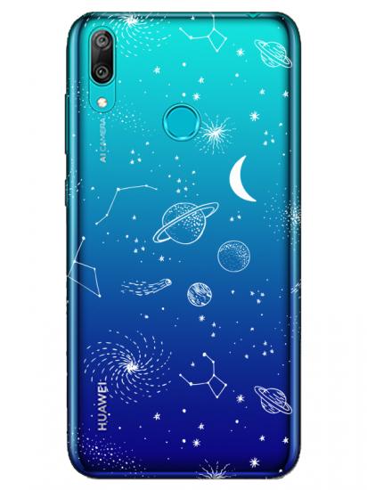 Huawei Y7 2019 Gezegenler Şeffaf Telefon Kılıfı