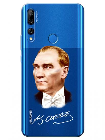 Huawei Y9 Prime 2019 Atatürk İmzalı Şeffaf Telefon Kılıfı