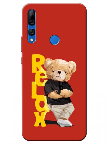 Huawei Y9 Prime 2019 Teddy Bear Relax Kırmızı Telefon Kılıfı