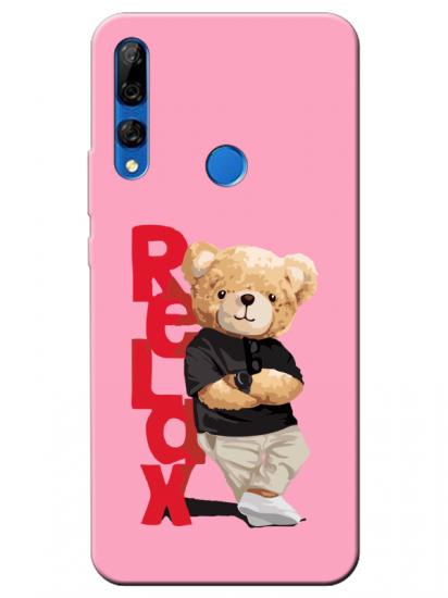 Huawei Y9 Prime 2019 Teddy Bear Relax Pembe Telefon Kılıfı