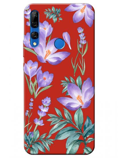 Huawei Y9 Prime 2019 Kış Çiçeği Kırmızı Telefon Kılıfı