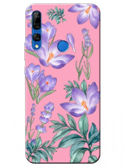 Huawei Y9 Prime 2019 Kış Çiçeği Pembe Telefon Kılıfı