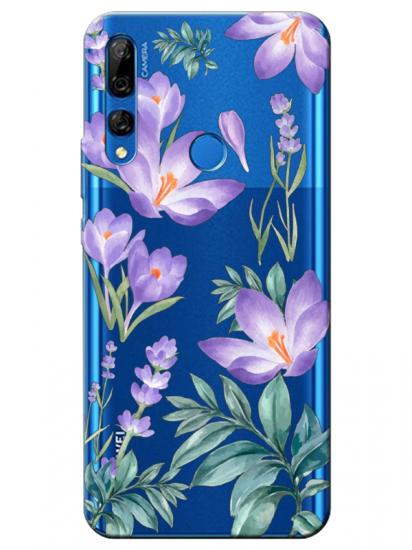 Huawei Y9 Prime 2019 Kış Çiçeği Şeffaf Telefon Kılıfı