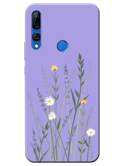 Huawei Y9 Prime 2019 Lavanta Desenli Lila Telefon Kılıfı