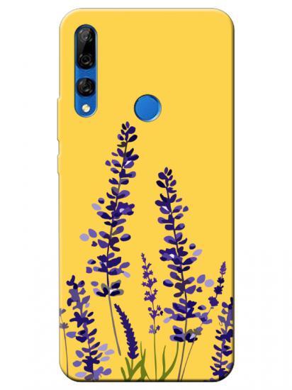 Huawei Y9 Prime 2019 Lavanta Desenli Sarı Telefon Kılıfı