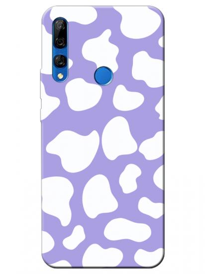 Huawei Y9 Prime 2019 İnek Desenli Lila Telefon Kılıfı