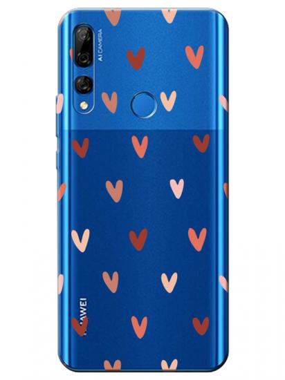 Huawei Y9 Prime 2019 Kalp Desen Şeffaf Telefon Kılıfı