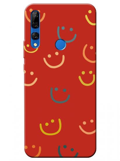 Huawei Y9 Prime 2019 Emoji Gülen Yüz Kırmızı Telefon Kılıfı