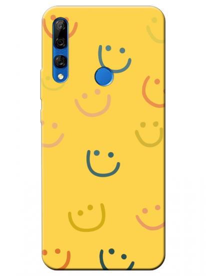 Huawei Y9 Prime 2019 Emoji Gülen Yüz Sarı Telefon Kılıfı