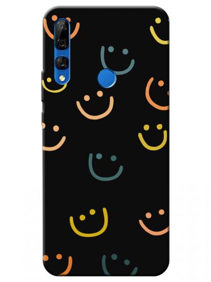 Huawei Y9 Prime 2019 Emoji Gülen Yüz Siyah Telefon Kılıfı