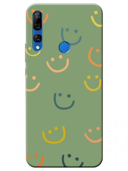 Huawei Y9 Prime 2019 Emoji Gülen Yüz Yeşil Telefon Kılıfı