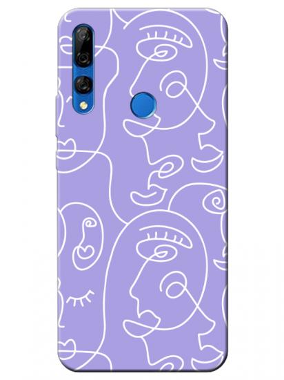 Huawei Y9 Prime 2019 Face Art Lila Telefon Kılıfı