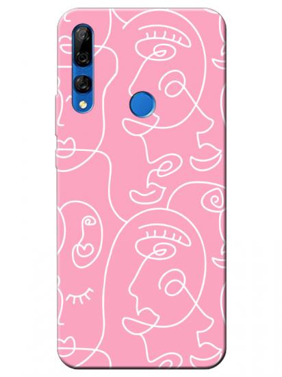 Huawei Y9 Prime 2019 Face Art Pembe Telefon Kılıfı