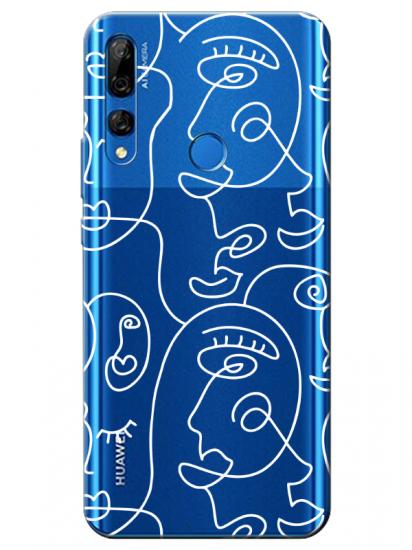 Huawei Y9 Prime 2019 Face Art Şeffaf Telefon Kılıfı