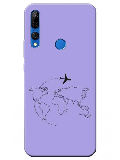 Huawei Y9 Prime 2019Face Art Lila Telefon Kılıfı