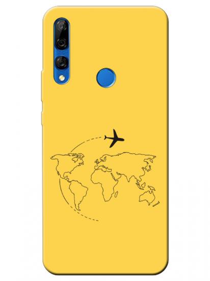 Huawei Y9 Prime 2019Face Art Sarı Telefon Kılıfı