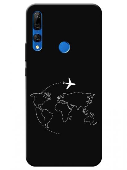 Huawei Y9 Prime 2019 Harita Uçak Siyah Telefon Kılıfı