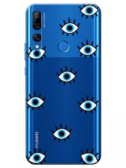 Huawei Y9 Prime 2019 Nazar Gözler Şeffaf Telefon Kılıfı