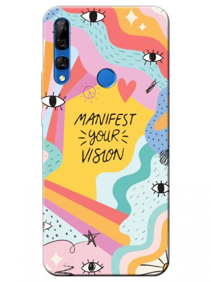 Huawei Y9 Prime 2019 Manifest Your Vision Sarı Telefon Kılıfı