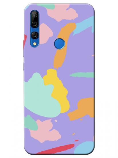 Huawei Y9 Prime 2019 Sanatsal Boyalar Lila Telefon Kılıfı