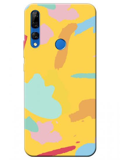 Huawei Y9 Prime 2019 Sanatsal Boyalar Sarı Telefon Kılıfı