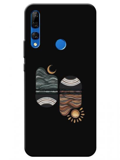 Huawei Y9 Prime 2019 Sunset Wave Siyah Telefon Kılıfı